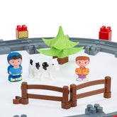 Joc de construit Tren cu sine, Steam Train Abrick Ecoiffier, cu 2 masinute si 4 figurine, 3067